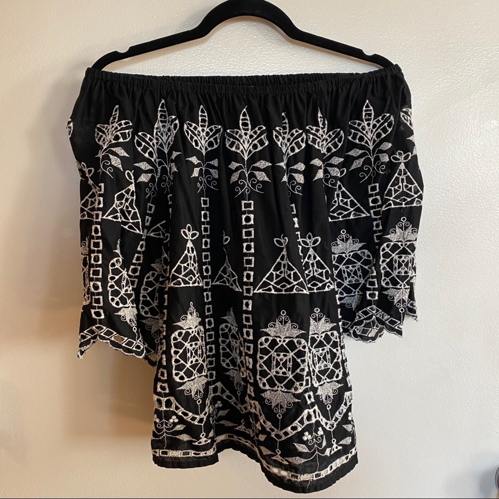 GAP Off Shoulder Embroidered Eyelet Top